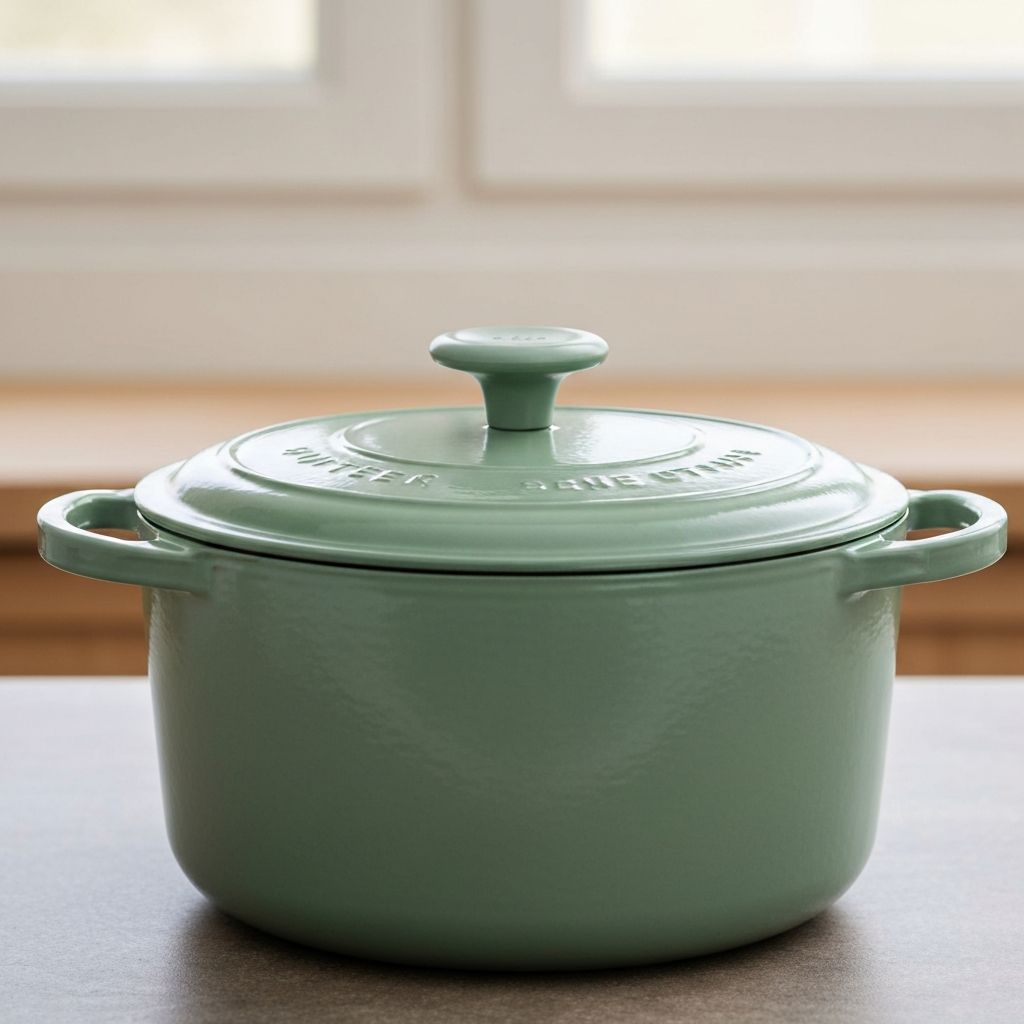 Basil Green Ayesha Curry cookware collection with heart-shaped knob